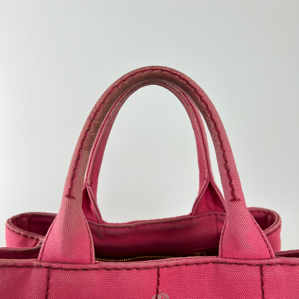 Prada | Canapa PM Pink Fuchsia Logo Cross Body Strap Canvas Bag Gold Hardware