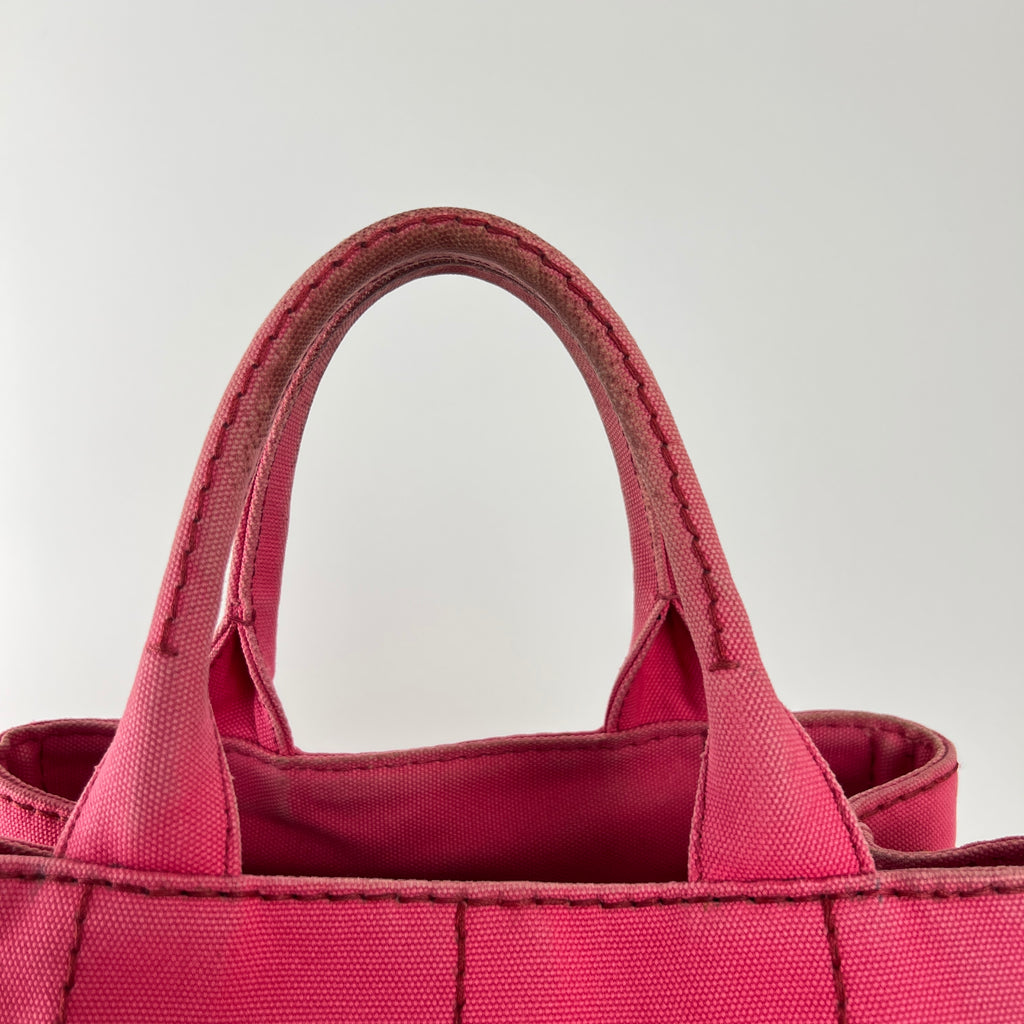 Prada | Canapa PM Pink Fuchsia Logo Cross Body Strap Canvas Bag Gold Hardware