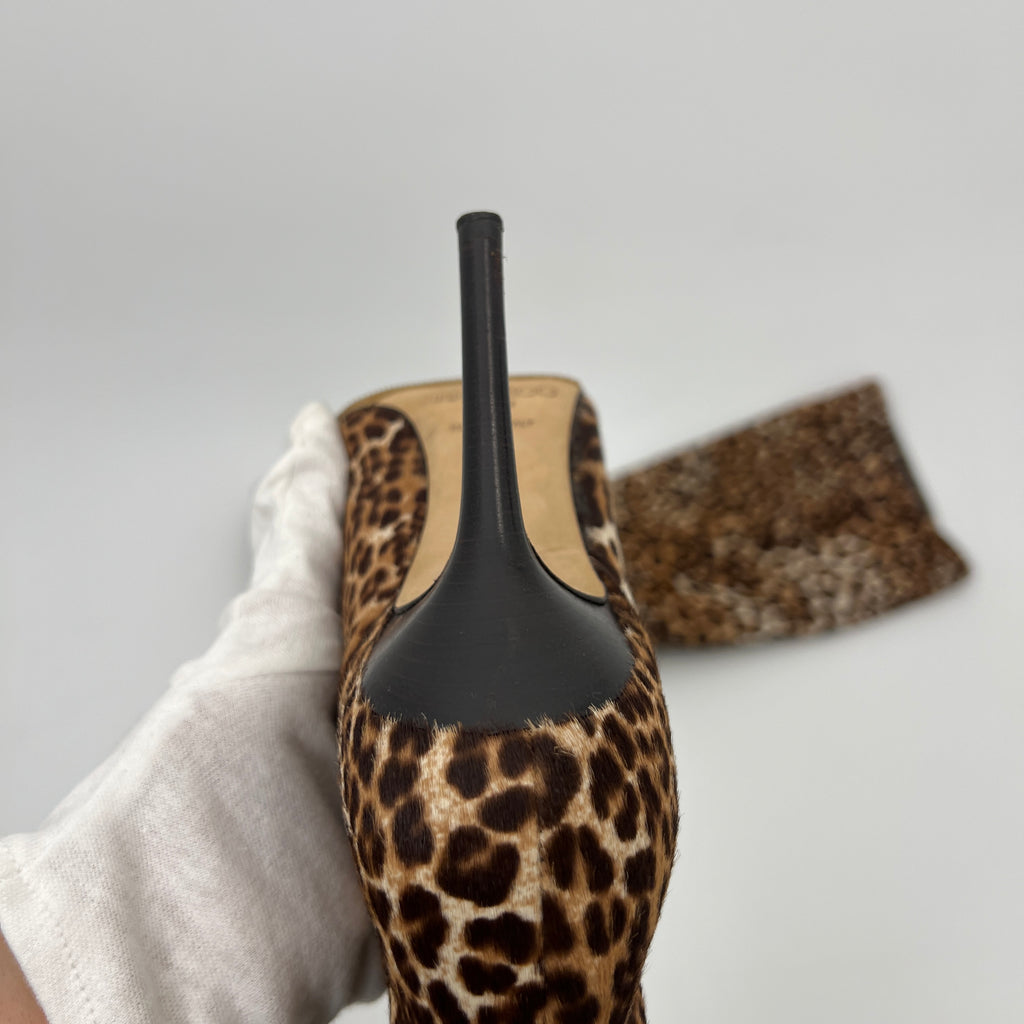Jimmy Choo | Leopard Print Calf Hair Leather Stiletto Boots (35)