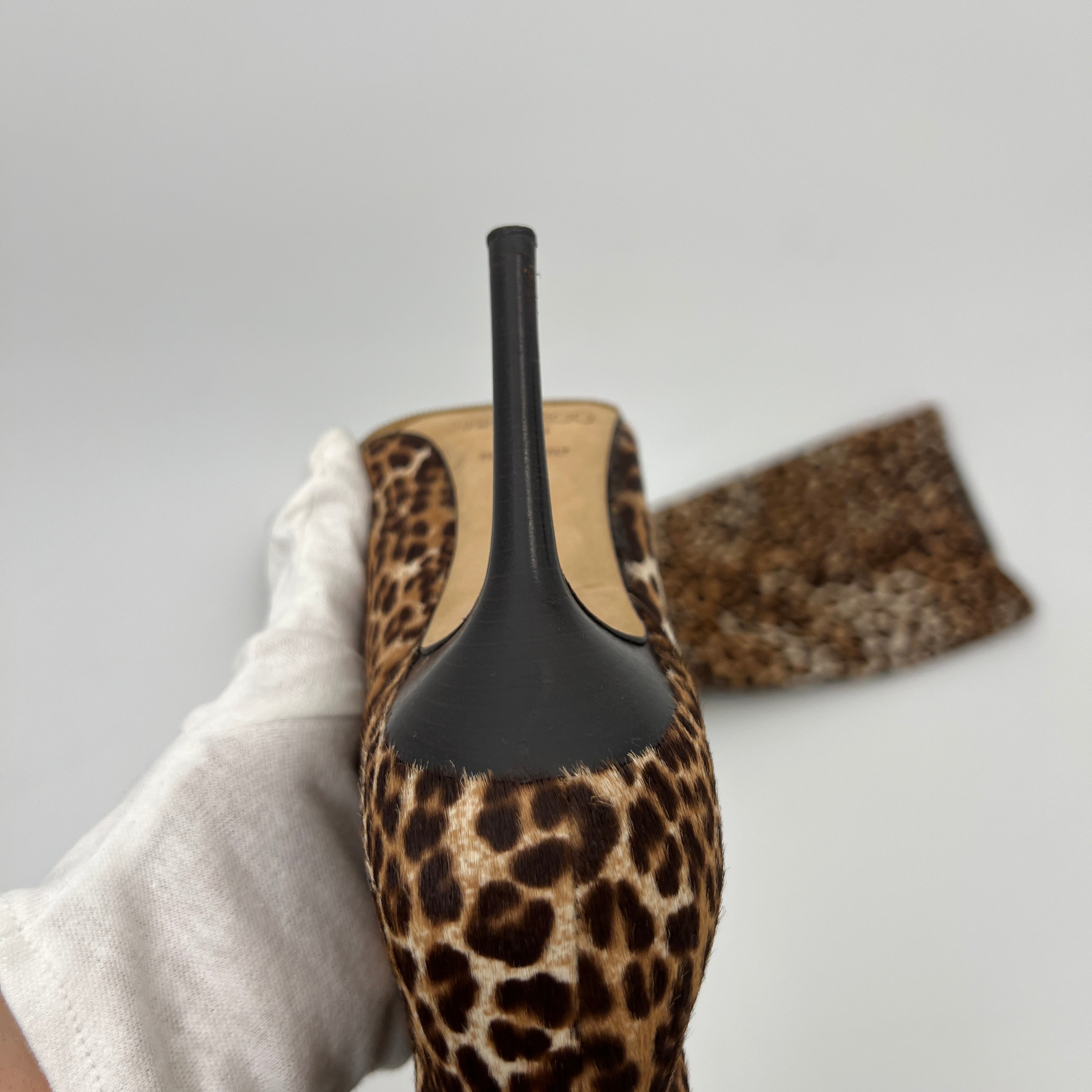 Jimmy Choo | Leopard Print Calf Hair Leather Stiletto Boots (35)