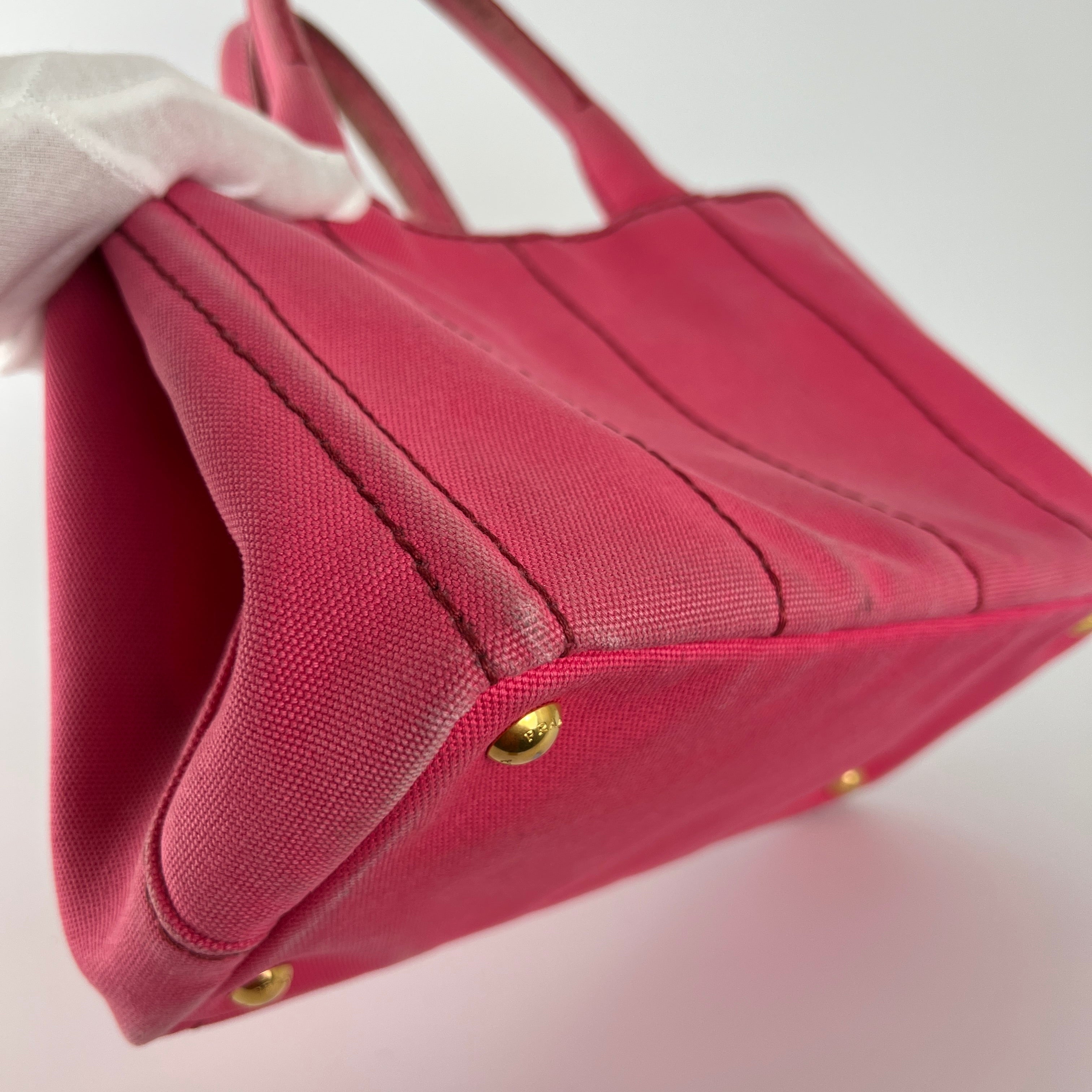 Prada | Canapa PM Pink Fuchsia Logo Cross Body Strap Canvas Bag Gold Hardware