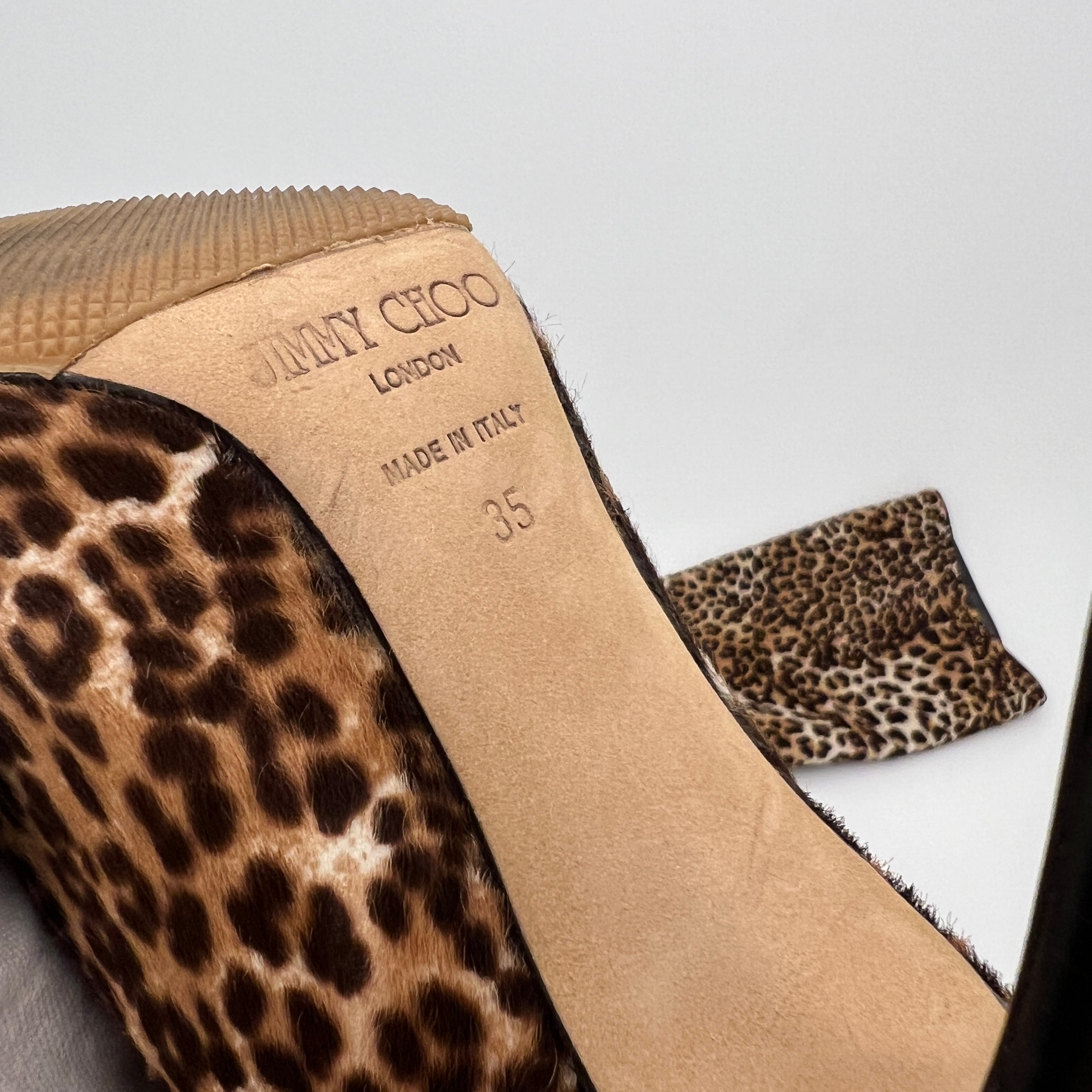 Jimmy Choo | Leopard Print Calf Hair Leather Stiletto Boots (35)