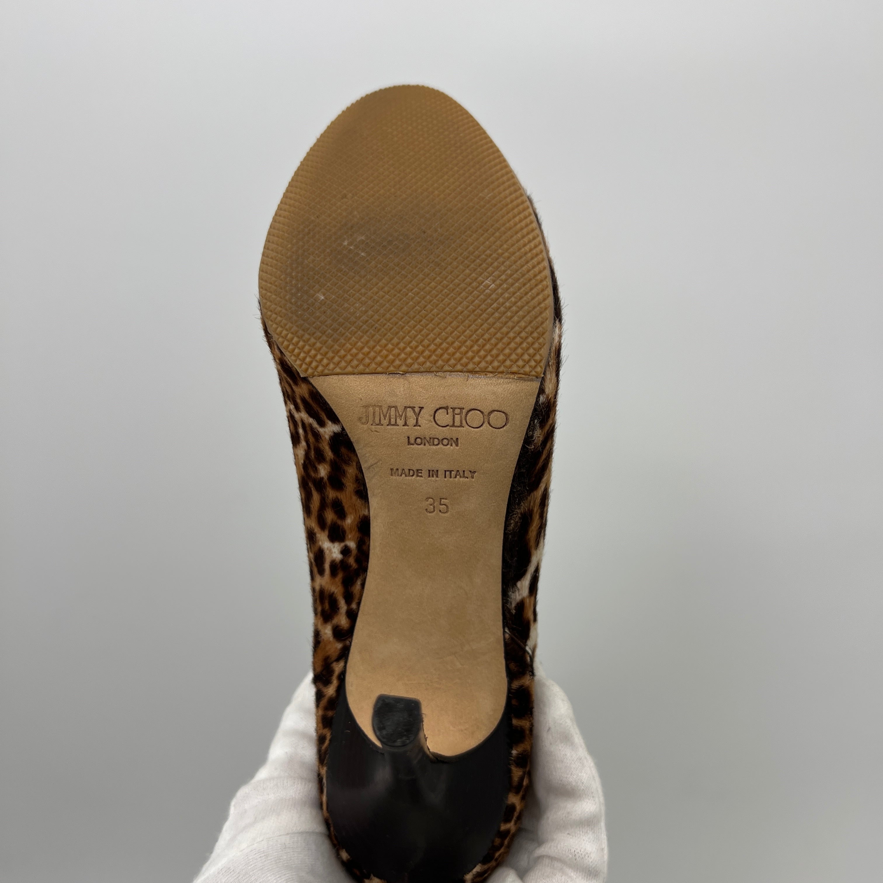 Jimmy Choo | Leopard Print Calf Hair Leather Stiletto Boots (35)
