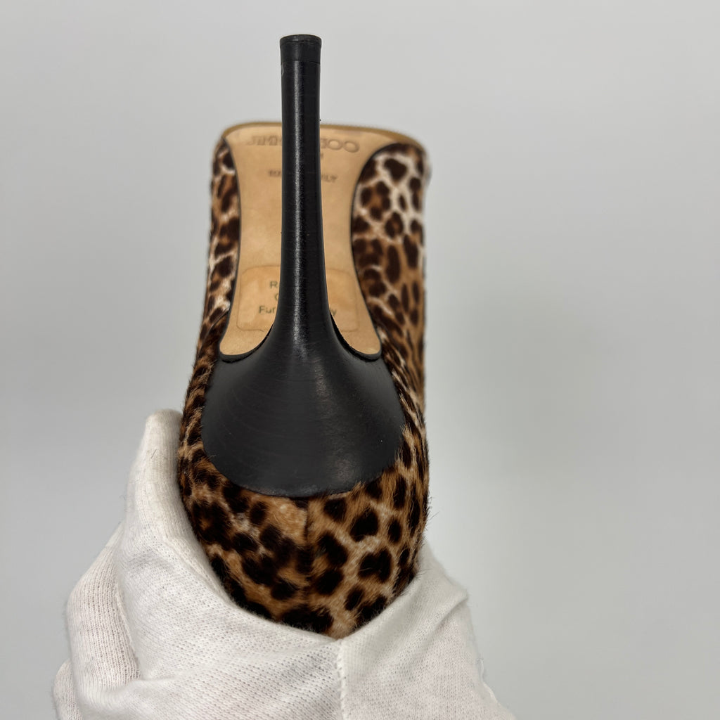 Jimmy Choo | Leopard Print Calf Hair Leather Stiletto Boots (35)