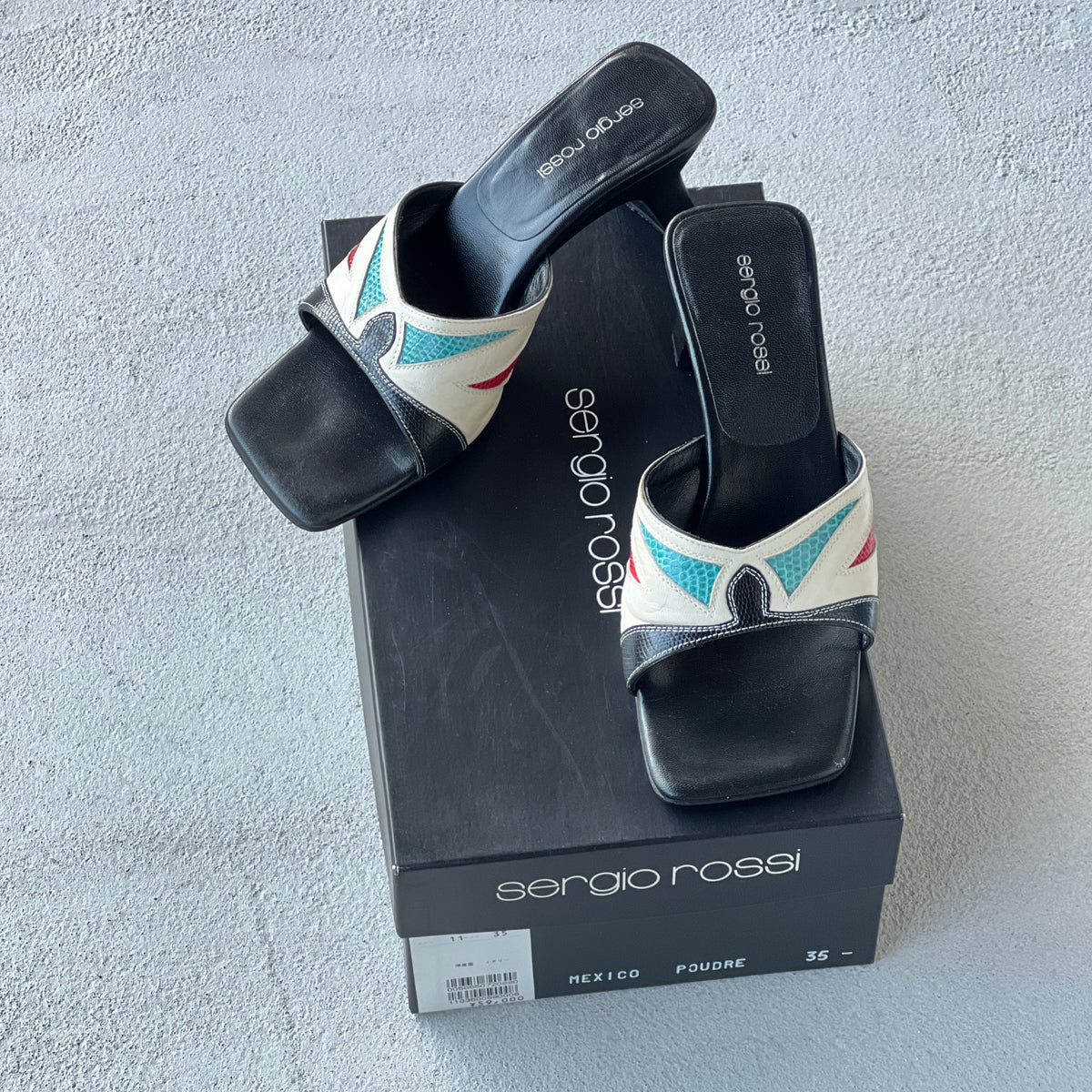 Sergio Rossi | Mexico Multicolour Pattern Leather Slide Mules (35)