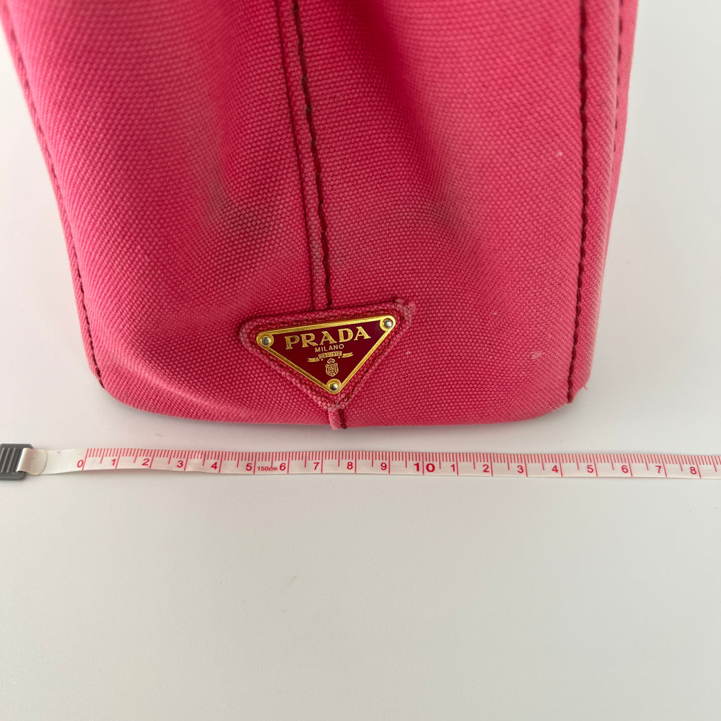 Prada | Canapa PM Pink Fuchsia Logo Cross Body Strap Canvas Bag Gold Hardware