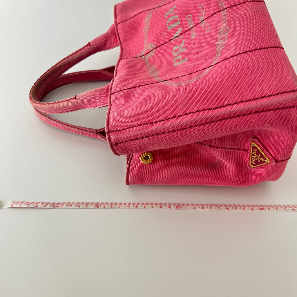 Prada | Canapa PM Pink Fuchsia Logo Cross Body Strap Canvas Bag Gold Hardware