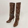 Jimmy Choo | Leopard Print Calf Hair Leather Stiletto Boots (35)