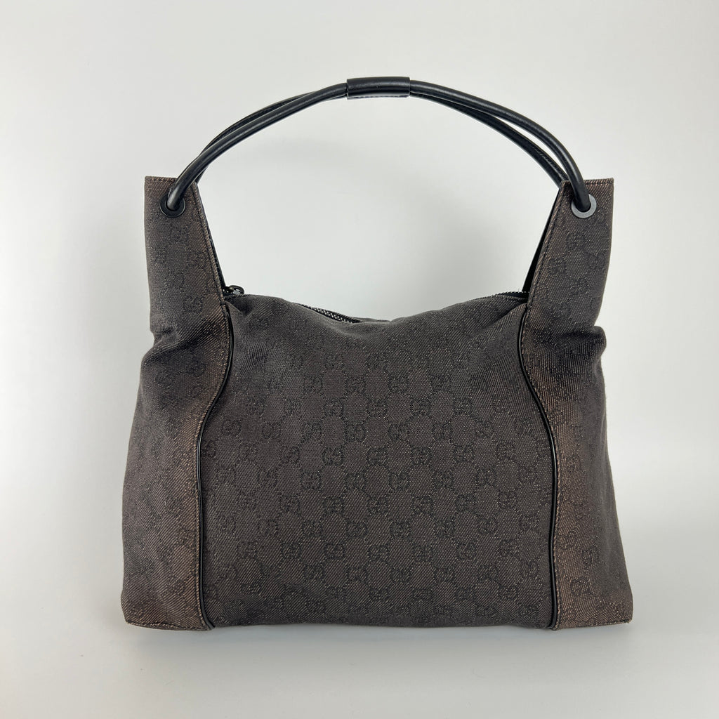 Gucci | Vintage Tom Ford GG Monogram Hobo Shoulder Bag Canvas Black Leather Y2K