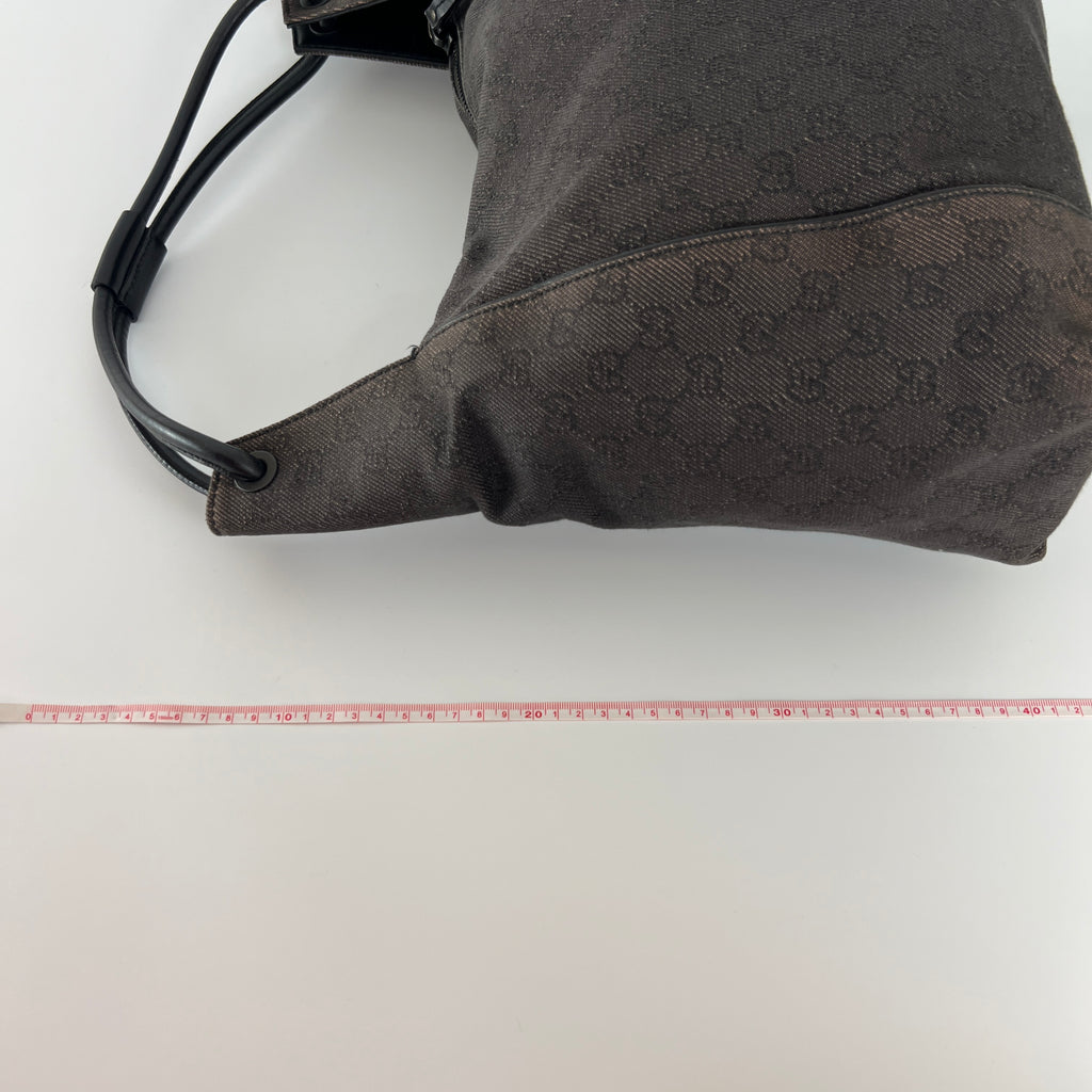 Gucci | Vintage Tom Ford GG Monogram Hobo Shoulder Bag Canvas Black Leather Y2K