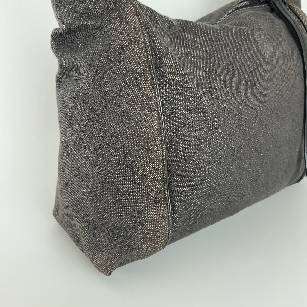 Gucci | Vintage Tom Ford GG Monogram Hobo Shoulder Bag Canvas Black Leather Y2K