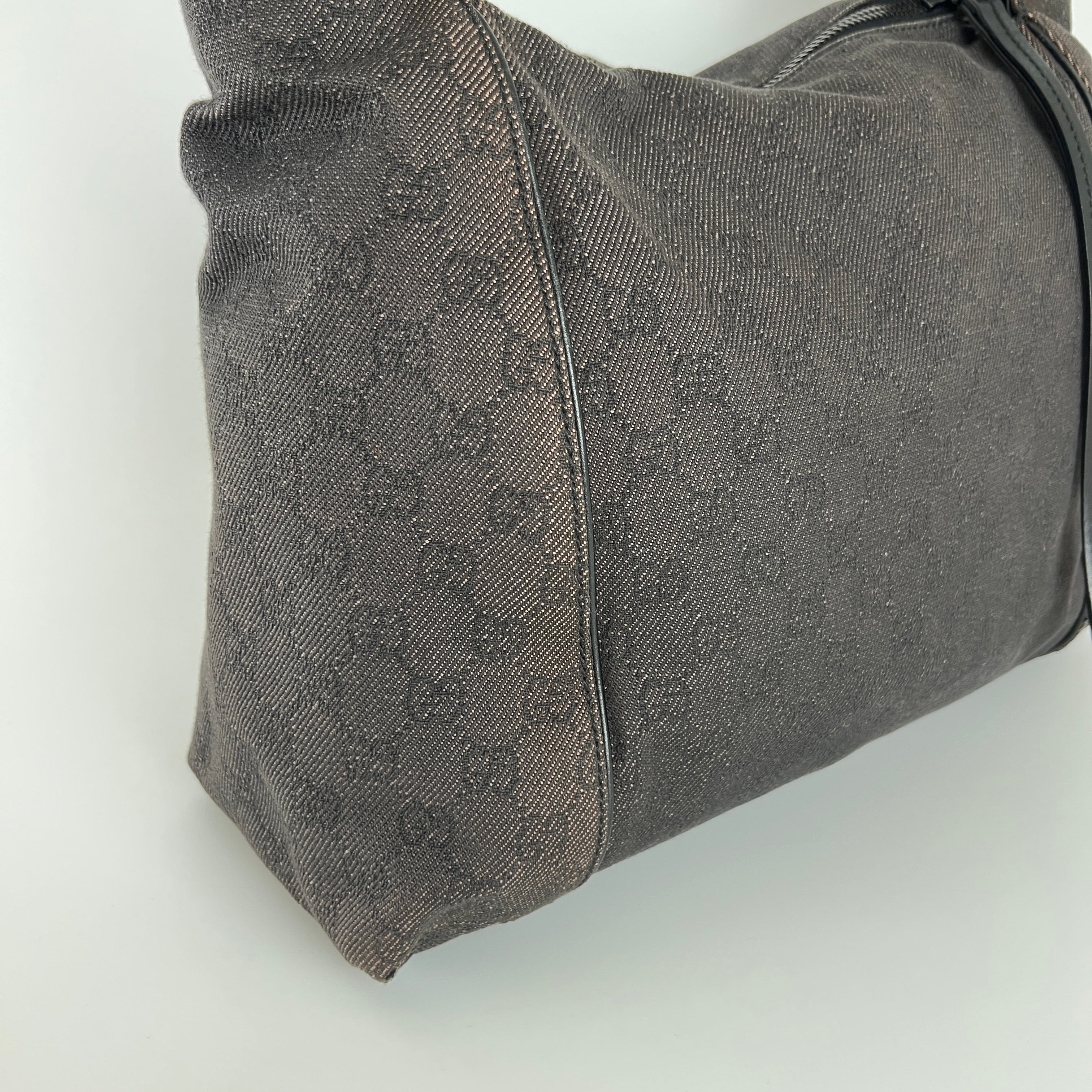 Gucci | Vintage Tom Ford GG Monogram Hobo Shoulder Bag Canvas Black Leather Y2K