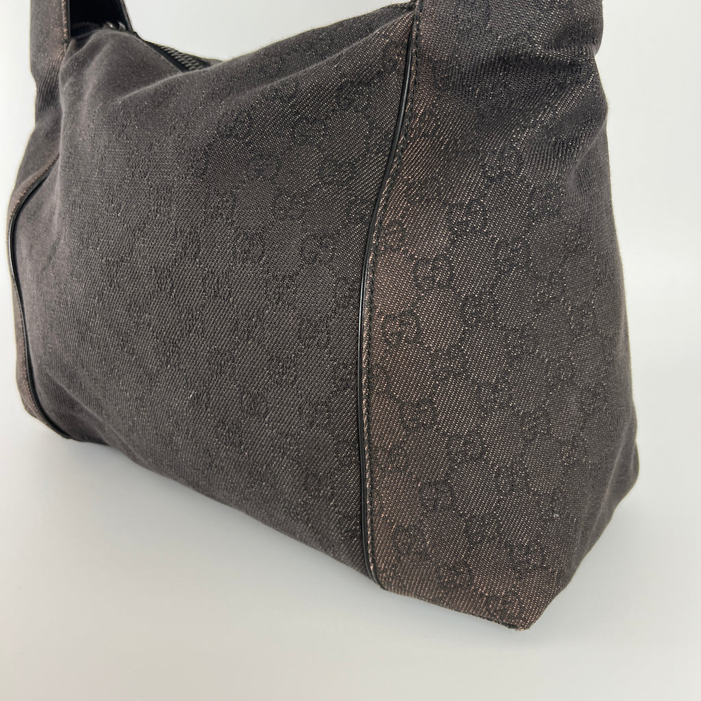 Gucci | Vintage Tom Ford GG Monogram Hobo Shoulder Bag Canvas Black Leather Y2K