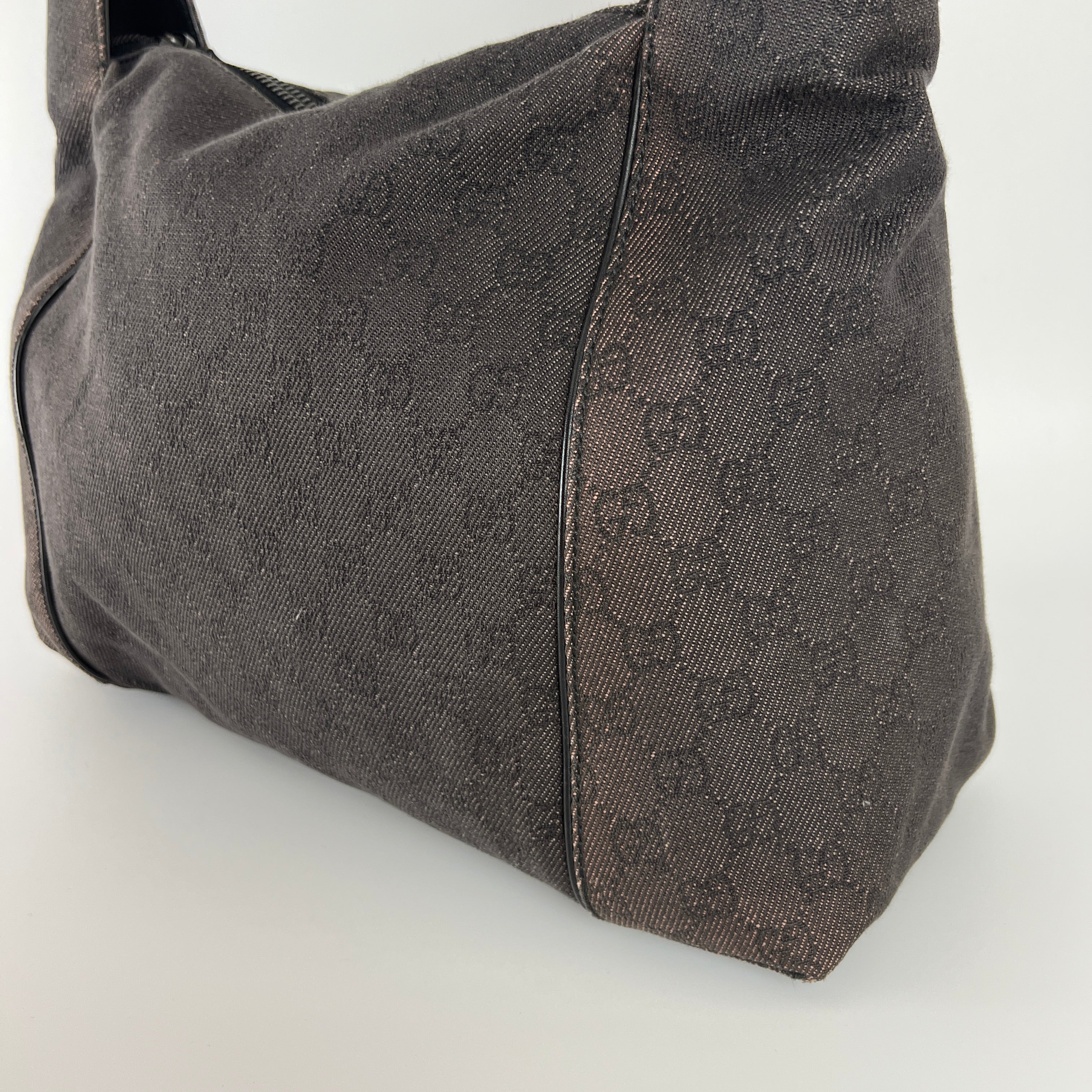 Gucci | Vintage Tom Ford GG Monogram Hobo Shoulder Bag Canvas Black Leather Y2K