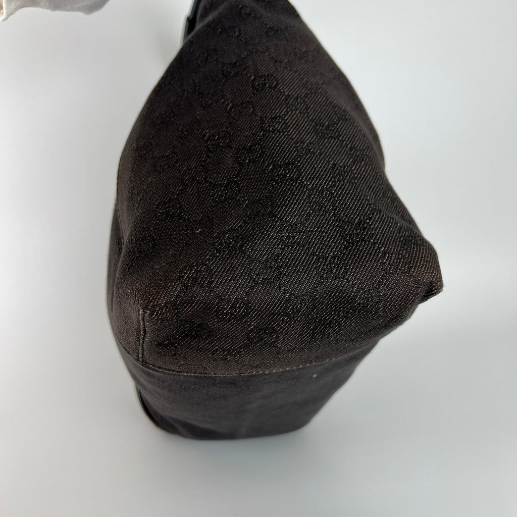 Gucci | Vintage Tom Ford GG Monogram Hobo Shoulder Bag Canvas Black Leather Y2K