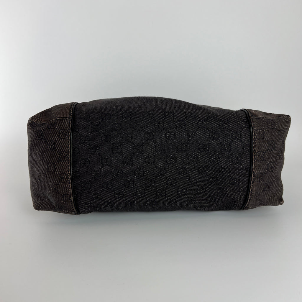 Gucci | Vintage Tom Ford GG Monogram Hobo Shoulder Bag Canvas Black Leather Y2K