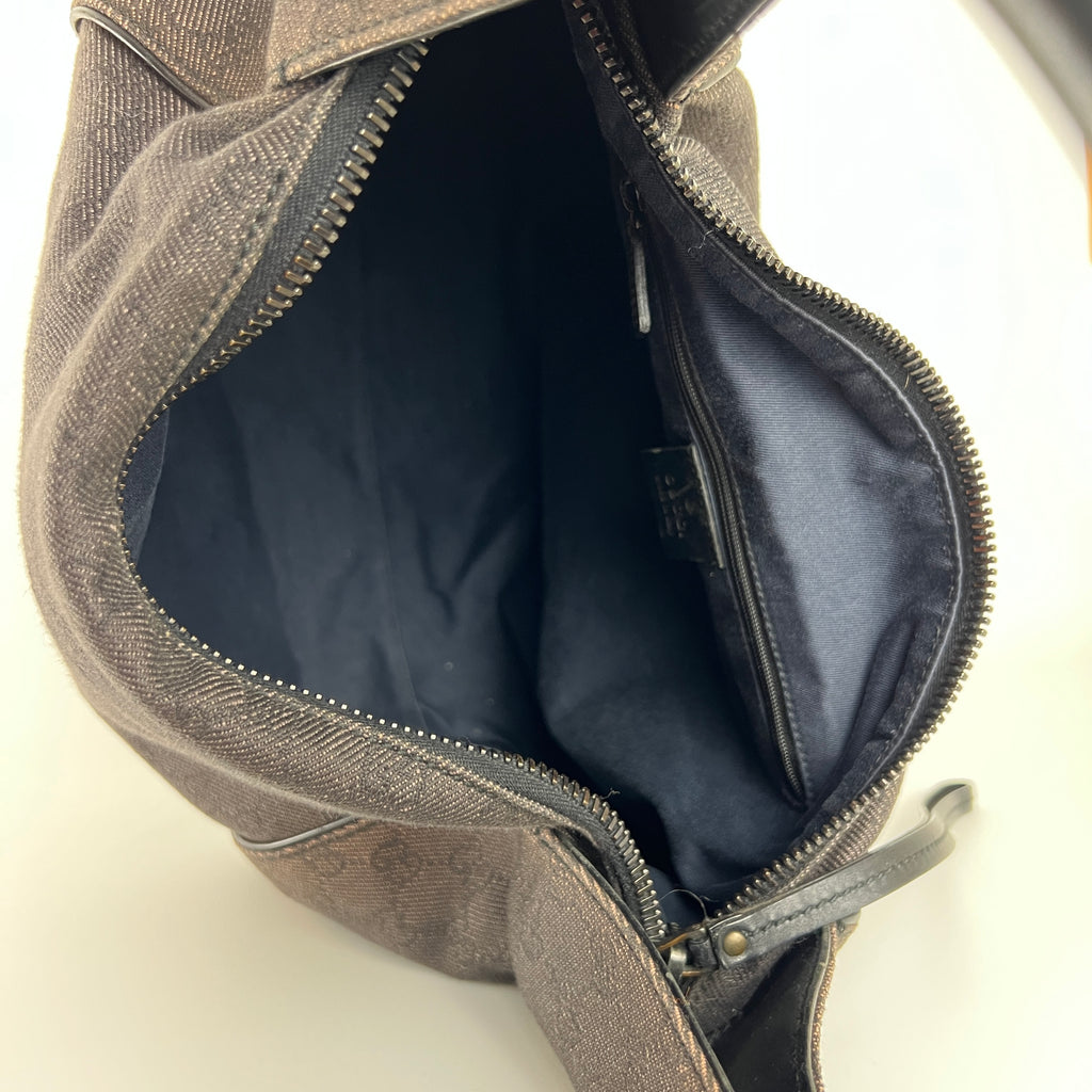Gucci | Vintage Tom Ford GG Monogram Hobo Shoulder Bag Canvas Black Leather Y2K