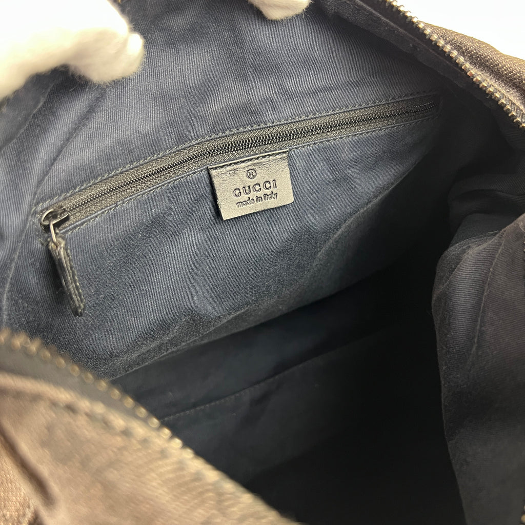 Gucci | Vintage Tom Ford GG Monogram Hobo Shoulder Bag Canvas Black Leather Y2K