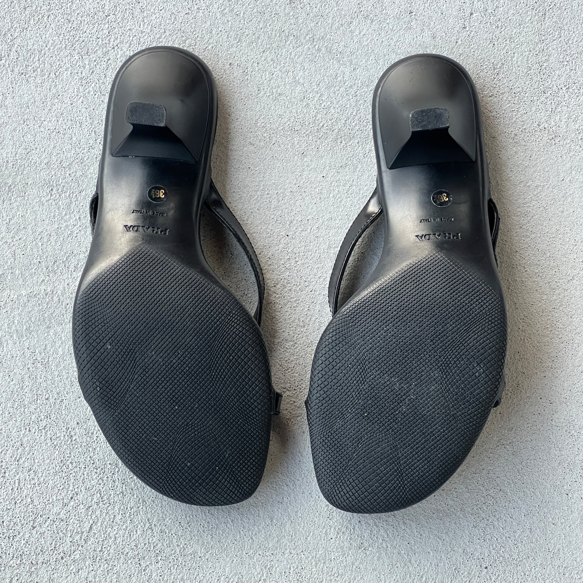 Prada | Vintage 2000s Black Leather Silver Logo Buckle Kitten Heel Mules (36.5)