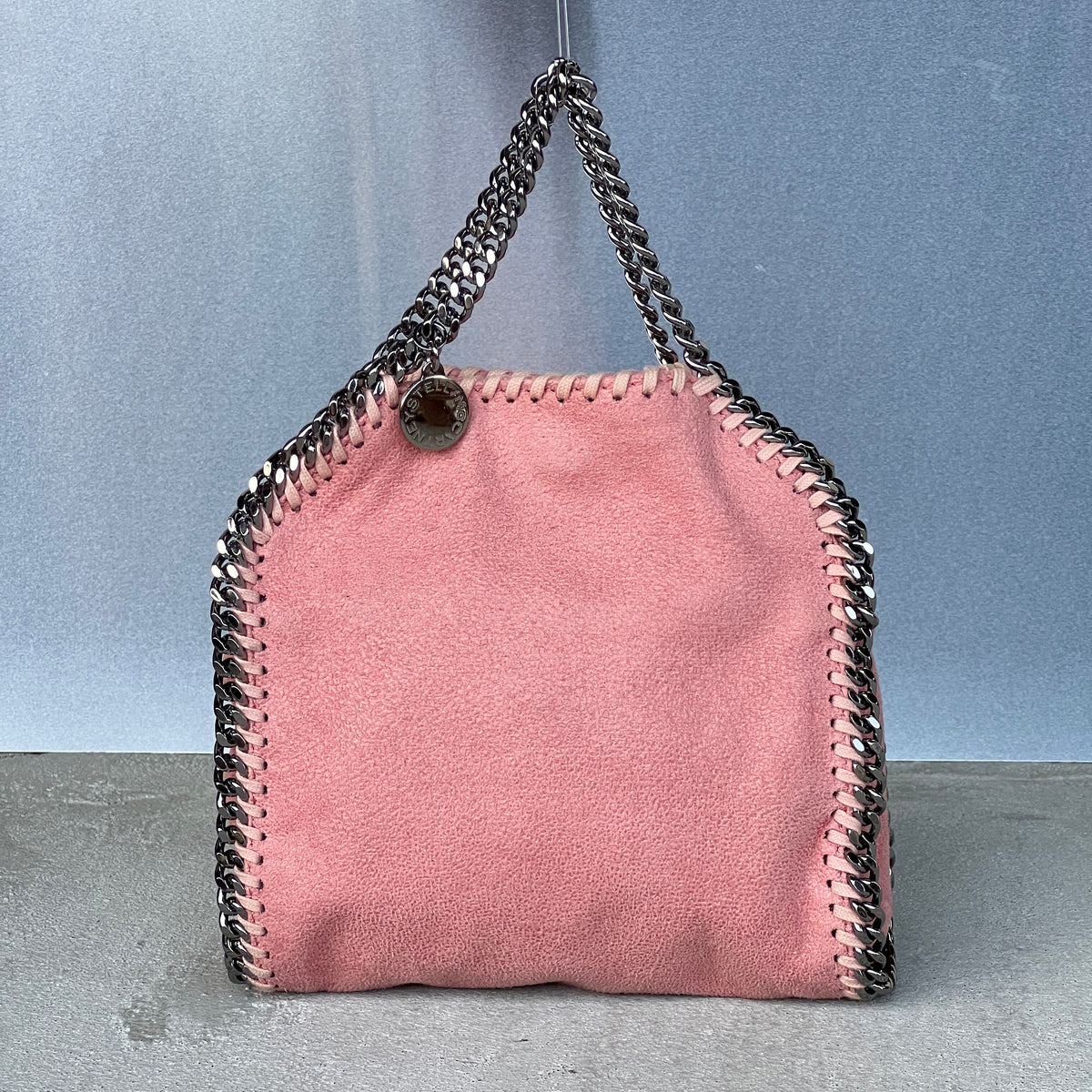 Stella McCartney | 2000s Pink Signature Falabella "Shaggy Deer" Vegan Leather Diamond-Cut Chain Shoulder Cross-Strap Bag