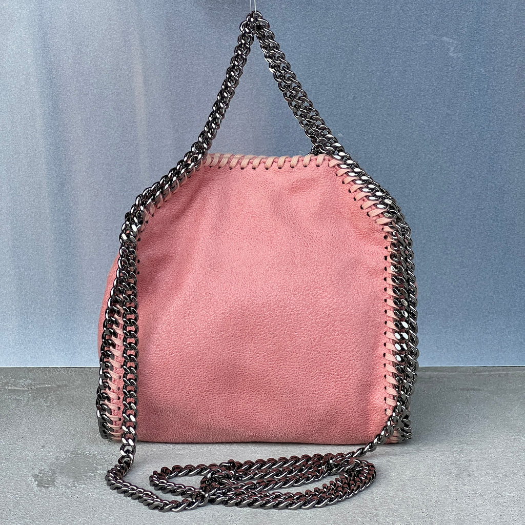 Stella McCartney | 2000s Pink Signature Falabella "Shaggy Deer" Vegan Leather Diamond-Cut Chain Shoulder Cross-Strap Bag