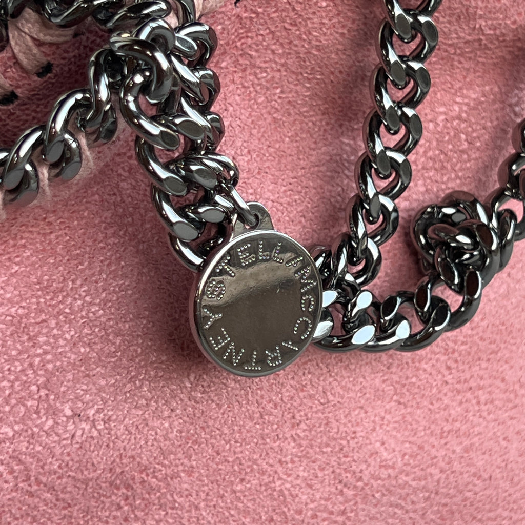 Stella McCartney | 2000s Pink Signature Falabella "Shaggy Deer" Vegan Leather Diamond-Cut Chain Shoulder Cross-Strap Bag