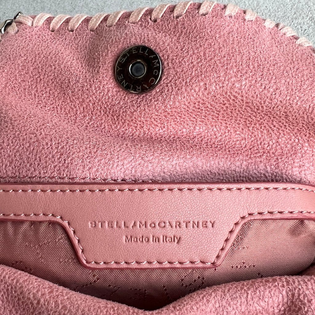 Stella McCartney | 2000s Pink Signature Falabella "Shaggy Deer" Vegan Leather Diamond-Cut Chain Shoulder Cross-Strap Bag