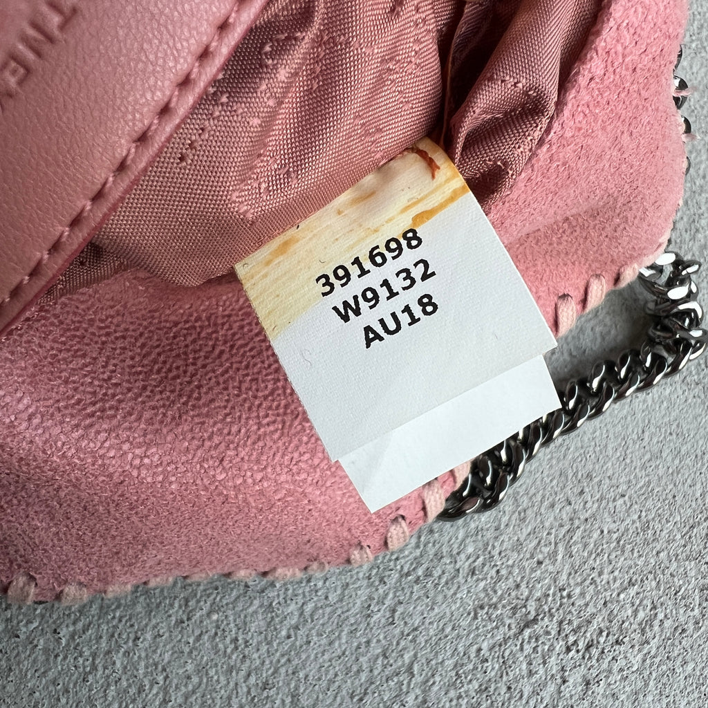 Stella McCartney | 2000s Pink Signature Falabella "Shaggy Deer" Vegan Leather Diamond-Cut Chain Shoulder Cross-Strap Bag