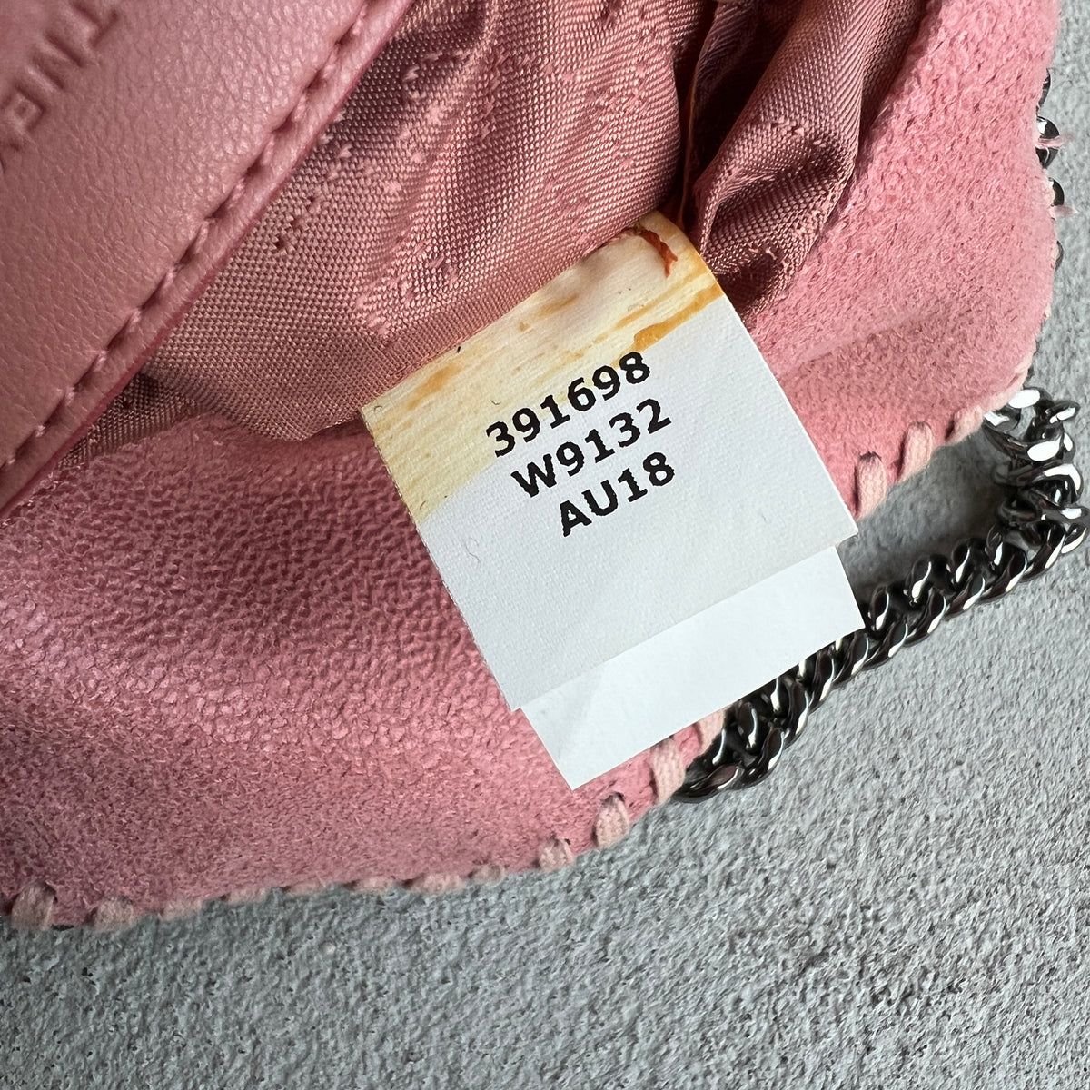 Stella McCartney | 2000s Pink Signature Falabella "Shaggy Deer" Vegan Leather Diamond-Cut Chain Shoulder Cross-Strap Bag