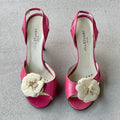 Jill Stuart | Pink Leather White Flower Applique Slingback Heels (36.5)