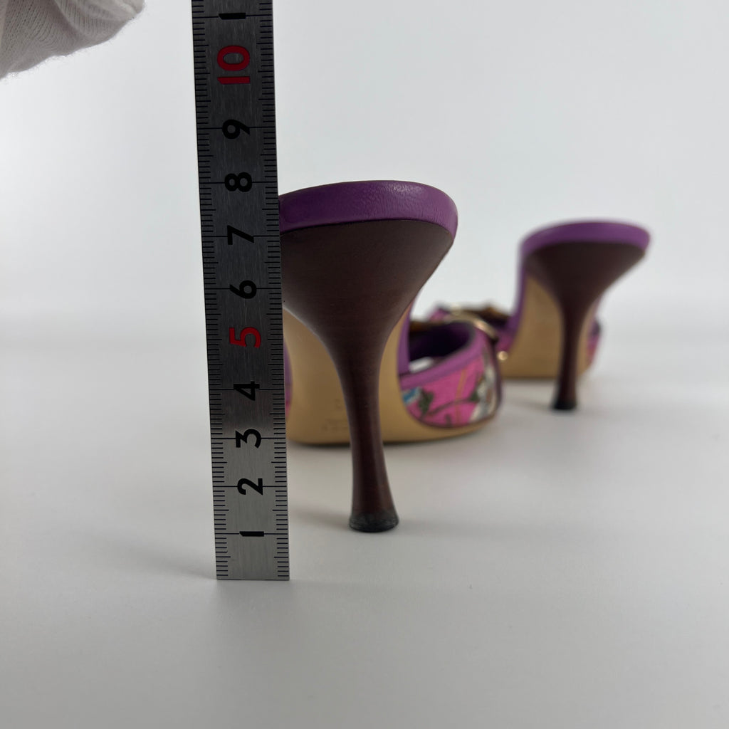 Gucci | Tom Ford Era Bamboo Horsebit Purple Canvas Mules (36C)