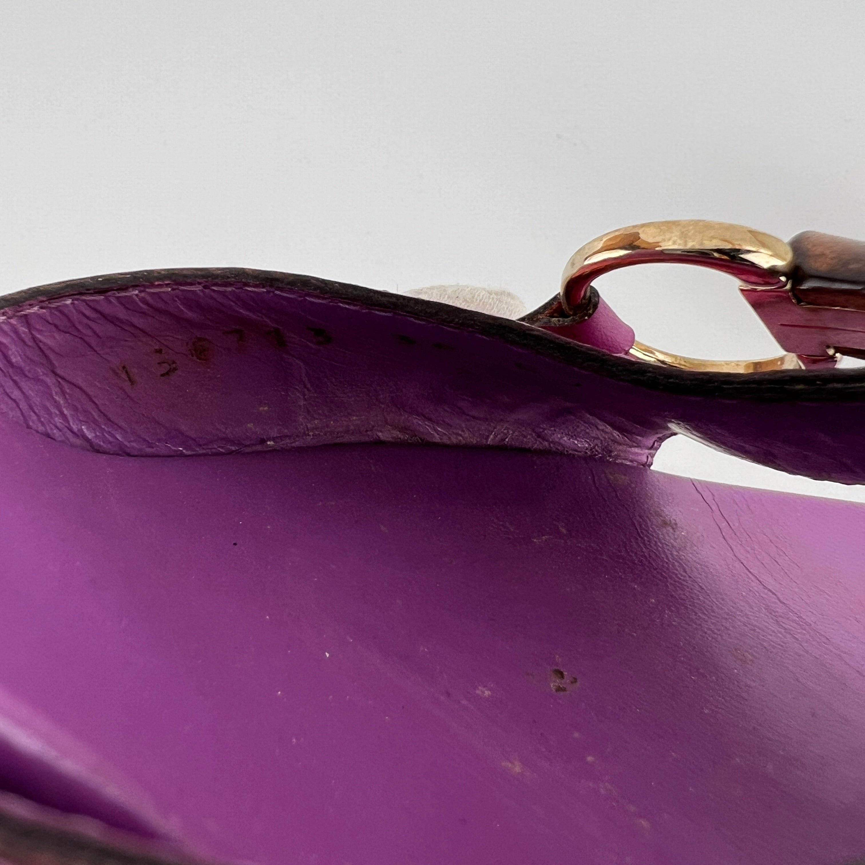 Gucci | Tom Ford Era Bamboo Horsebit Purple Canvas Mules (36C)