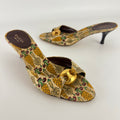Gucci | Y2K Pigna Pineapple Tropical Gold Hardware Mid Heel Mules (34.5)