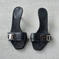 Gucci | Vintage Black Leather Silver Logo Buckle Slide Mules (35.5)