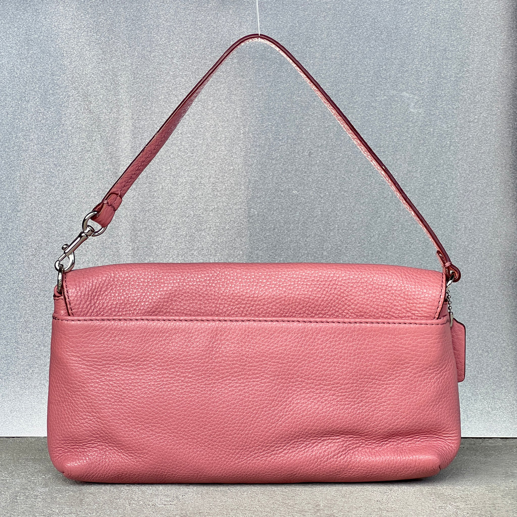 Coach | Y2K Coral Pink Pebbled Leather Flap-Over Shoulder Bag