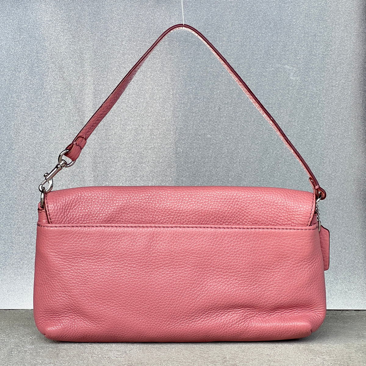 Coach | Y2K Coral Pink Pebbled Leather Flap-Over Shoulder Bag