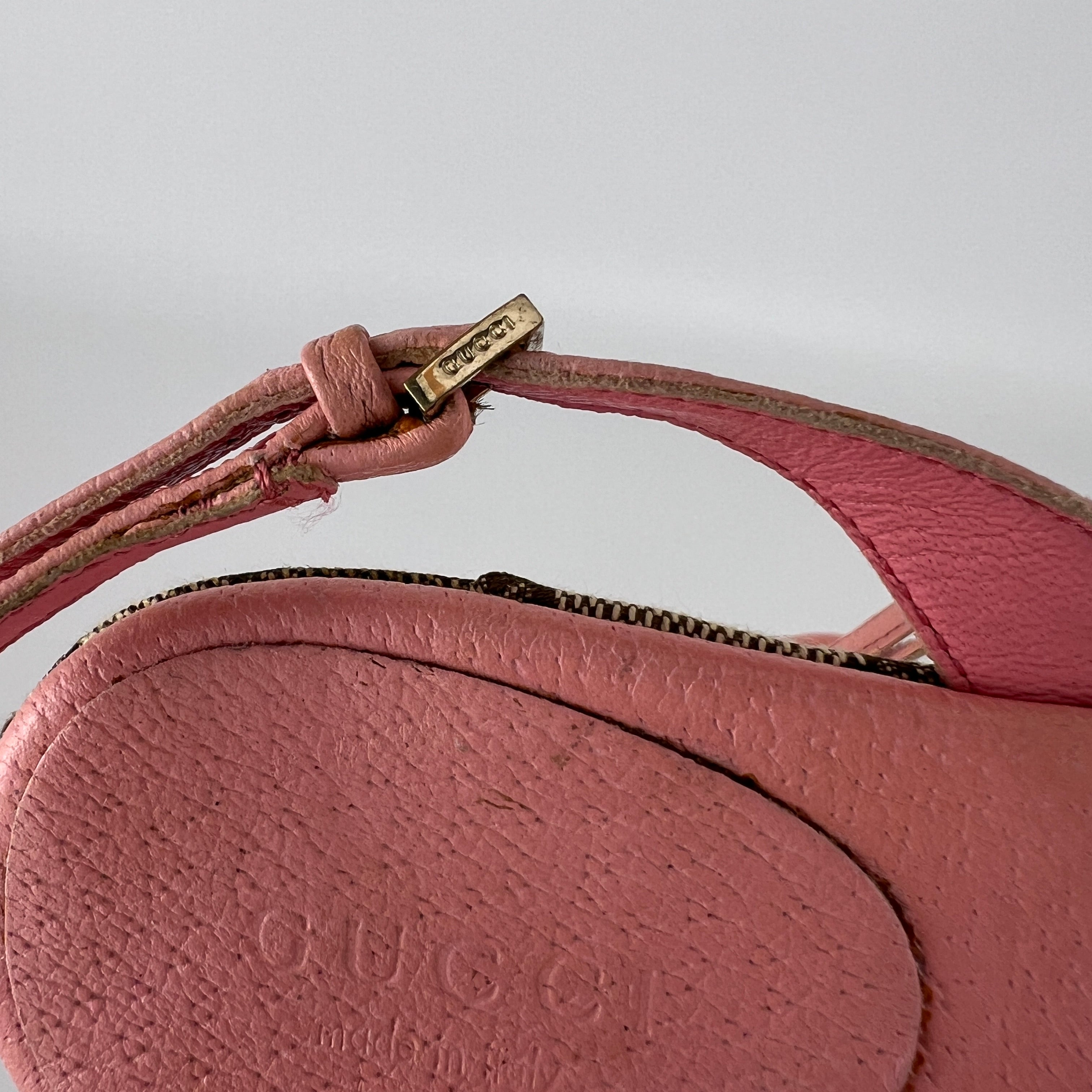 Gucci | Vintage Y2K Pink Leather Tan GG Monogram Pattern Slingback Heels (37.5)