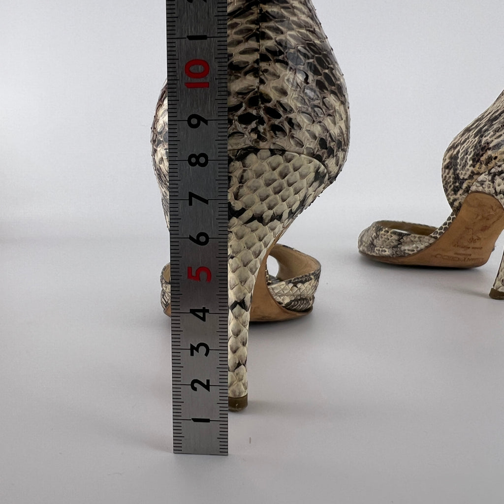 Jimmy Choo | Beige Snake Leather D'Orsay Peep Toe Heels (36)