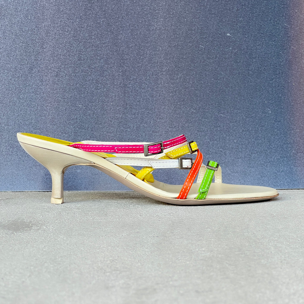 Giuseppe Zanotti Vicini | Vintage Colourful Leather Strappy Sandal Mules (35.5)
