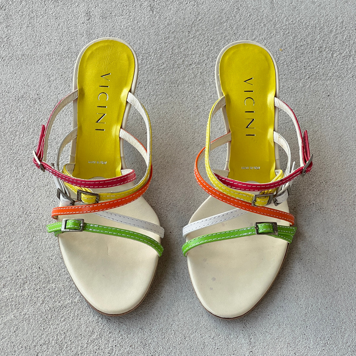 Giuseppe Zanotti Vicini | Vintage Colourful Leather Strappy Sandal Mules (35.5)