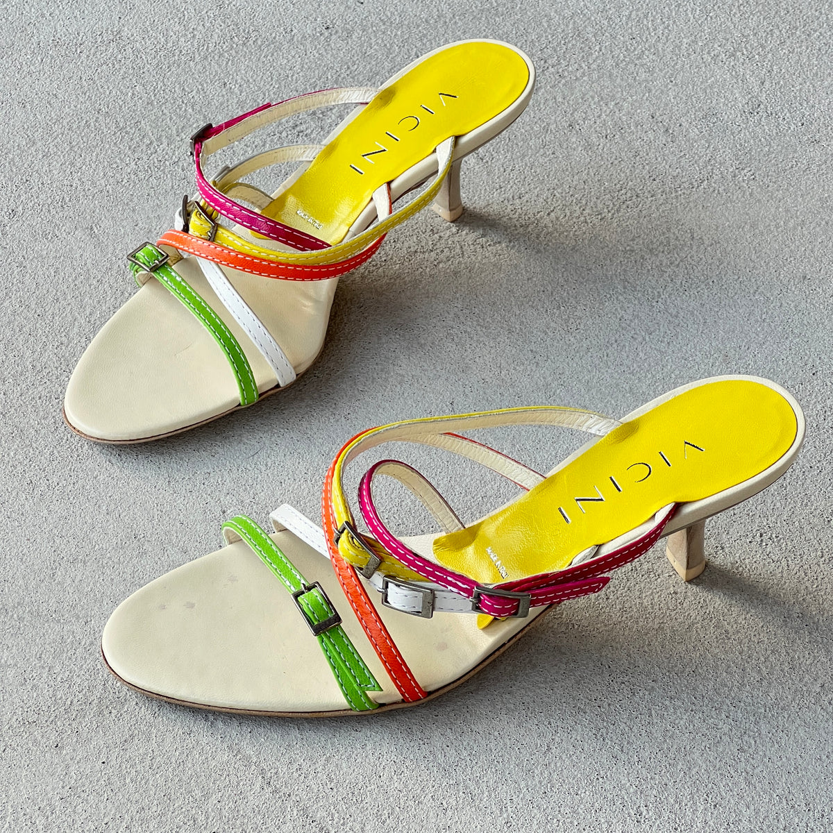 Giuseppe Zanotti Vicini | Vintage Colourful Leather Strappy Sandal Mules (35.5)