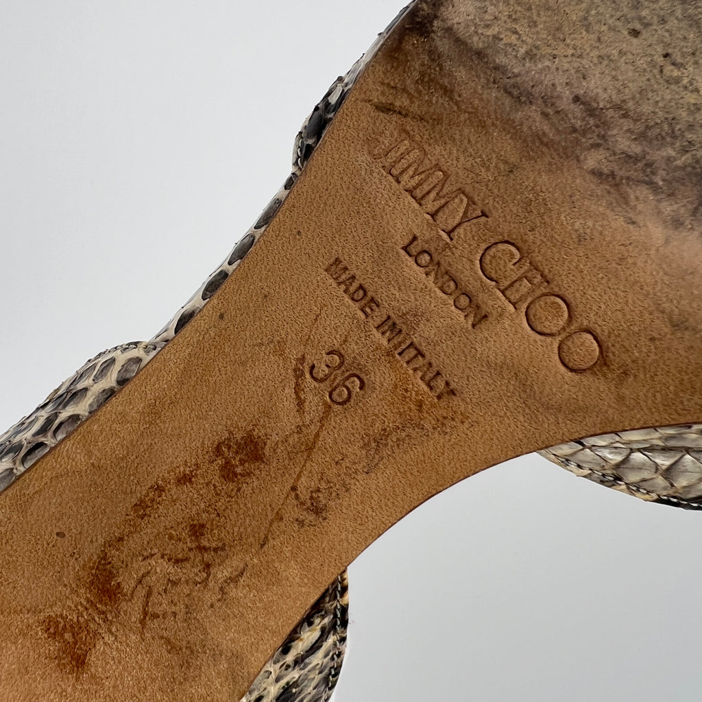 Jimmy Choo | Beige Snake Leather D'Orsay Peep Toe Heels (36)