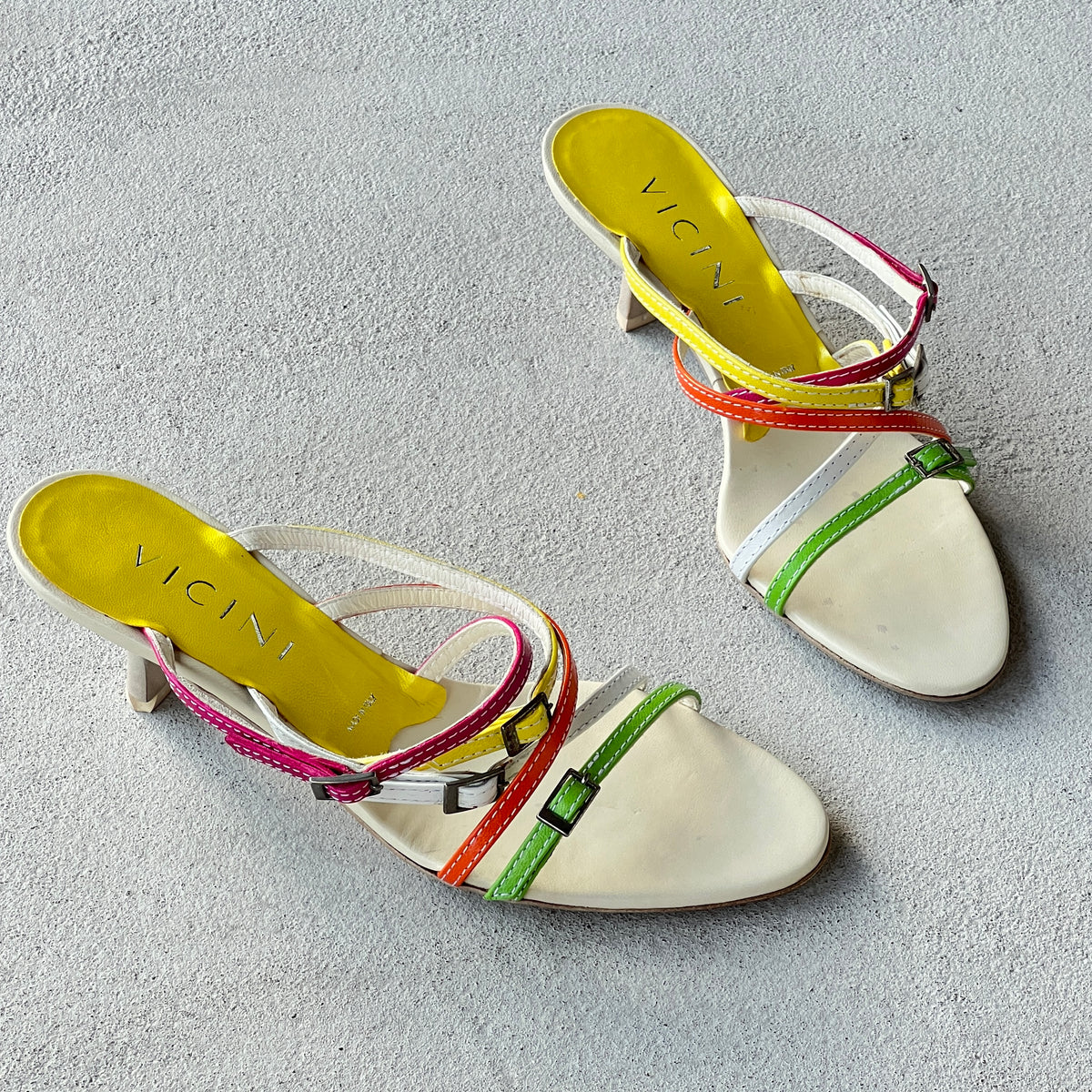 Giuseppe Zanotti Vicini | Vintage Colourful Leather Strappy Sandal Mules (35.5)