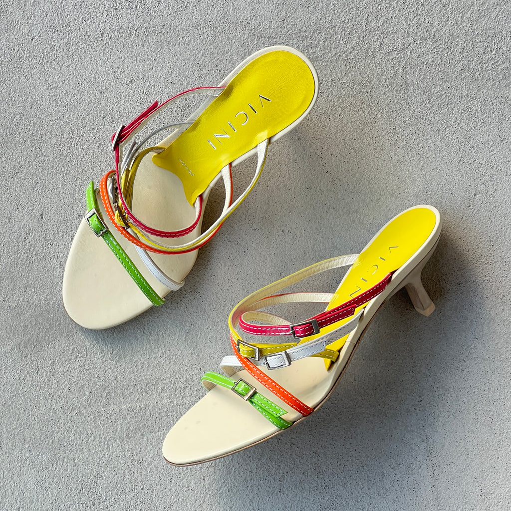 Giuseppe Zanotti Vicini | Vintage Colourful Leather Strappy Sandal Mules (35.5)