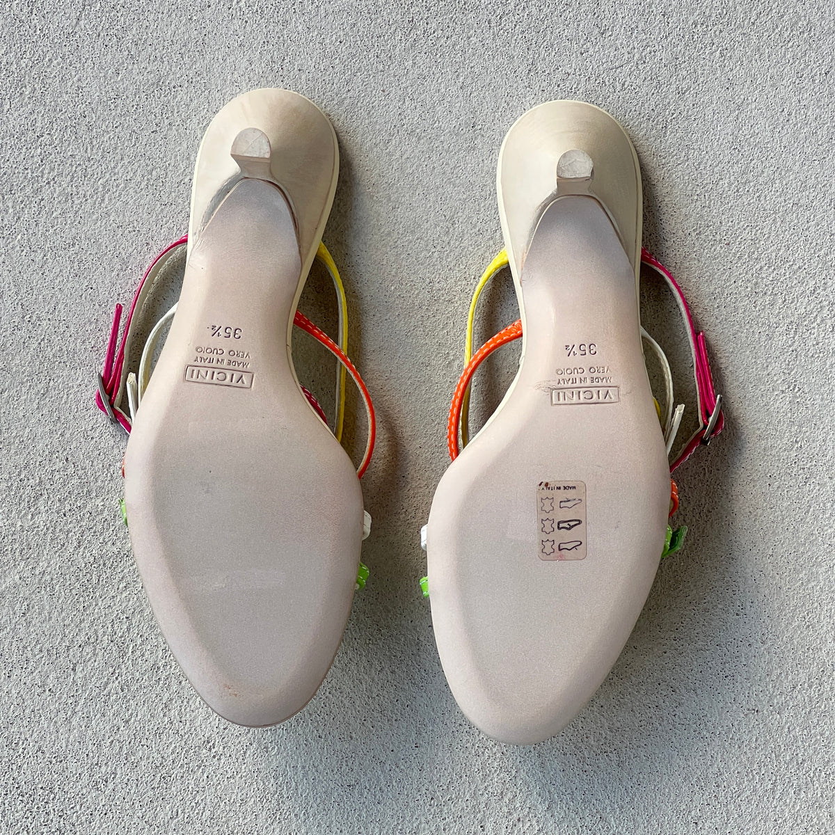 Giuseppe Zanotti Vicini | Vintage Colourful Leather Strappy Sandal Mules (35.5)