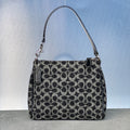 Coach | Y2K Navy CC Jacquard Monogram Top Handle Silver Hardware Shoulder Bag