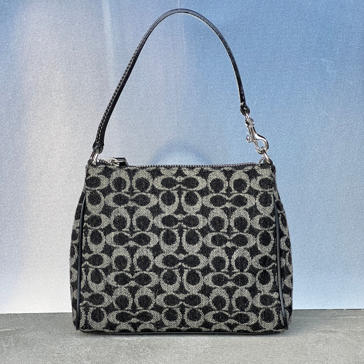 Coach | Y2K Navy CC Jacquard Monogram Top Handle Silver Hardware Shoulder Bag