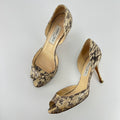 Jimmy Choo | Beige Snake Leather D'Orsay Peep Toe Heels (36)