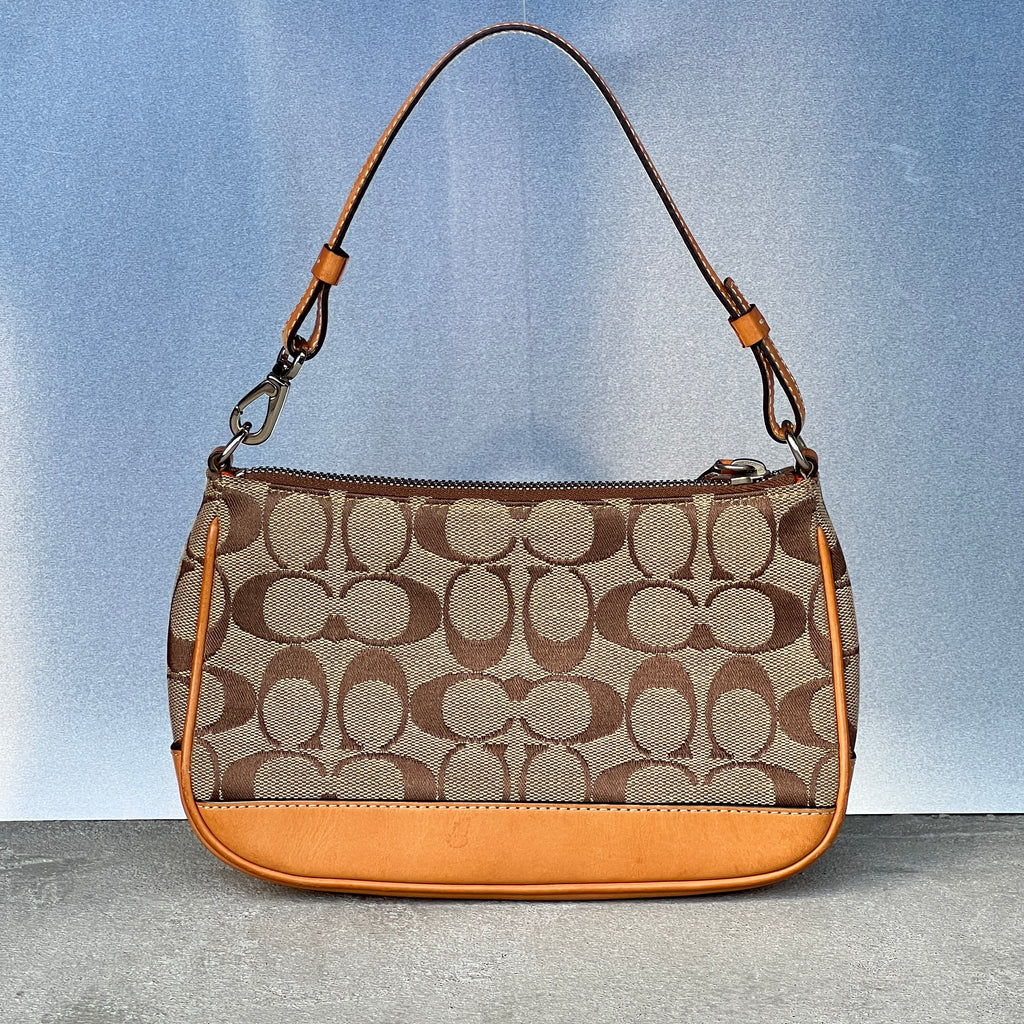 Coach | CC Monogram Canvas Tan Leather Signature Structured Shoulder Bag