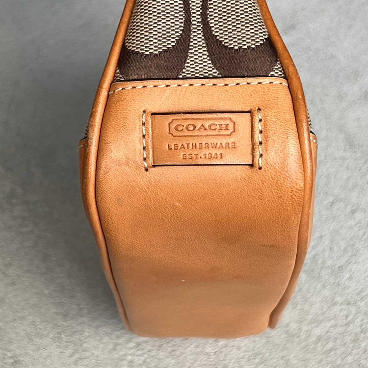 Coach | CC Monogram Canvas Tan Leather Signature Structured Shoulder Bag